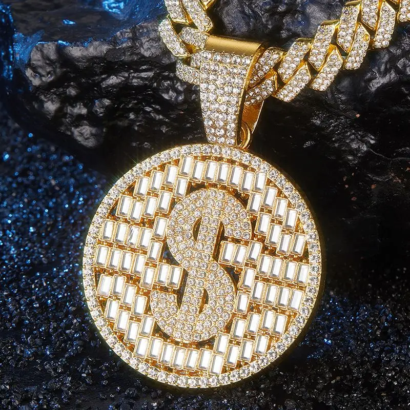 High quality European And American Round Brand Us Dollar Pendant Mosang Diamond Pendant