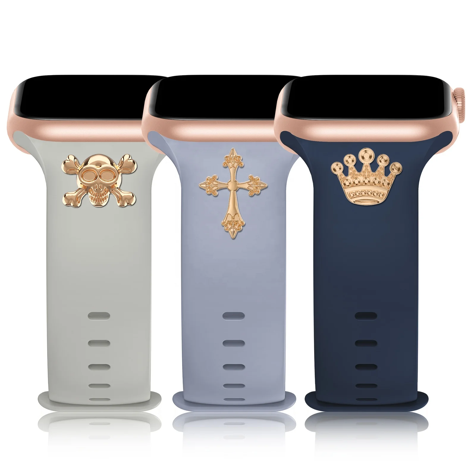 Роскошный силиконовый ремешок для смарт-часов iwatch сменный Браслет и Шарм-гвоздик apple watch серии 8 ремешки