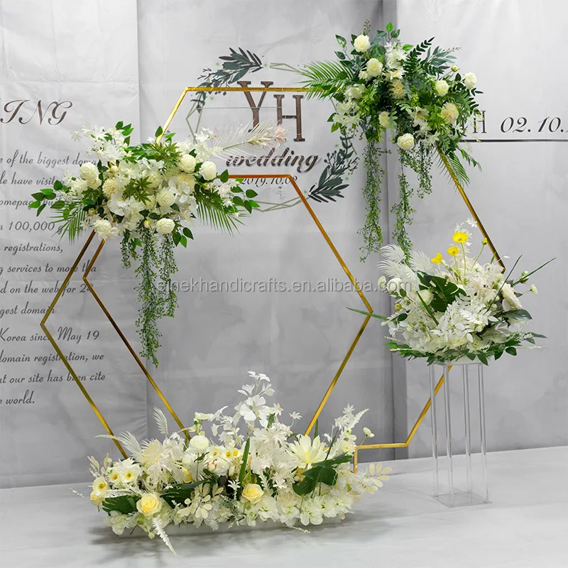 Gold-plated iron golden arch stand for wedding flower arch backdrop frame event decoration equipment