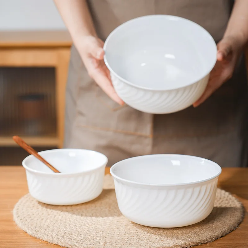 OPAL Glass Large White Jade Plate Dish Heat-Resistant Tempered Bowl for Home or Wedding for Food Serving