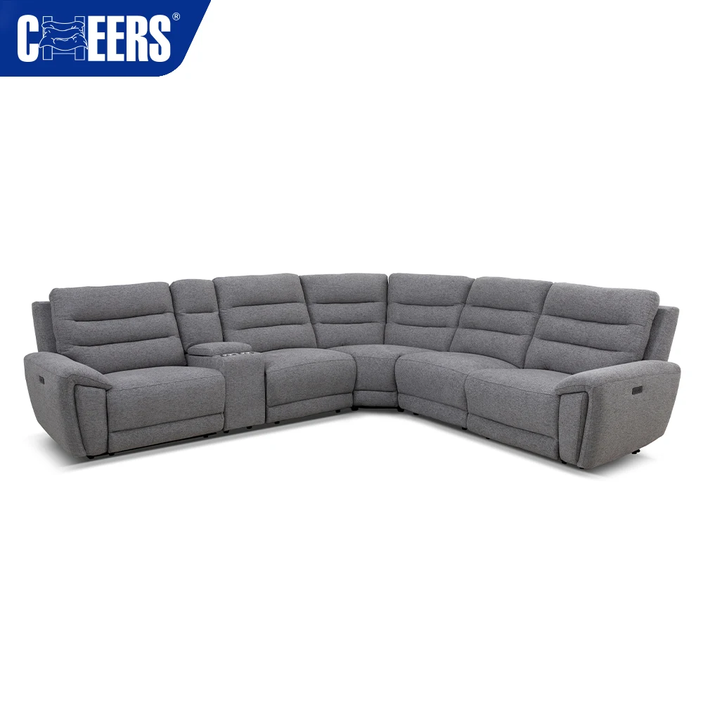 Luxury Power Corner Fabric Recliner Modern Furniture Curved Lounge Living Room Sofas Sectional L Shaped Sofa With USB
