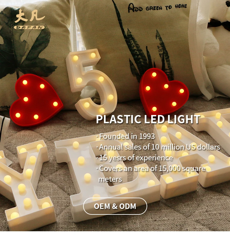 New trend pvc Alphabet Light letter sign for party wall letters battery powered decorative led lights