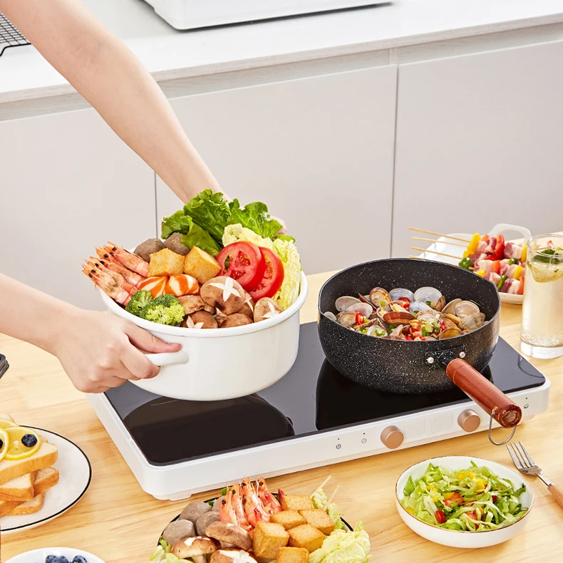 Горячий горшок teppanyaki гриль для горячего молока ручка с сенсорным управлением дизайн 8 уровней выбор многофункциональная двойная горелка индукционная