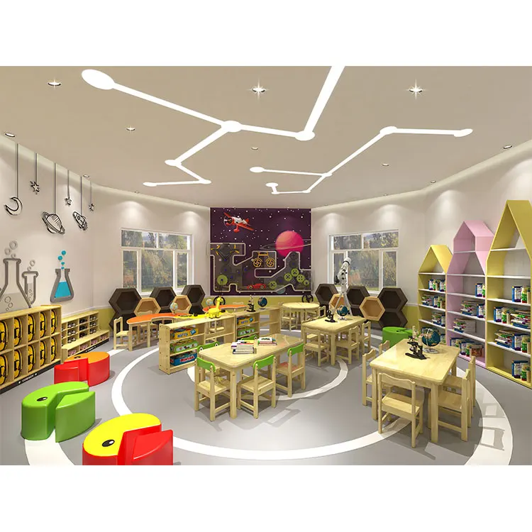 New Product Soft Daycare Plastic And Wood Table Chair Set Playroom Furniture