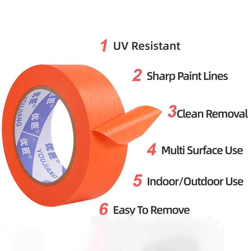 YOUJIANG 60 Days UV Resistance Adhesive Masking Tape Easy to Tear Outdoor Painting Use Tape for Sale
