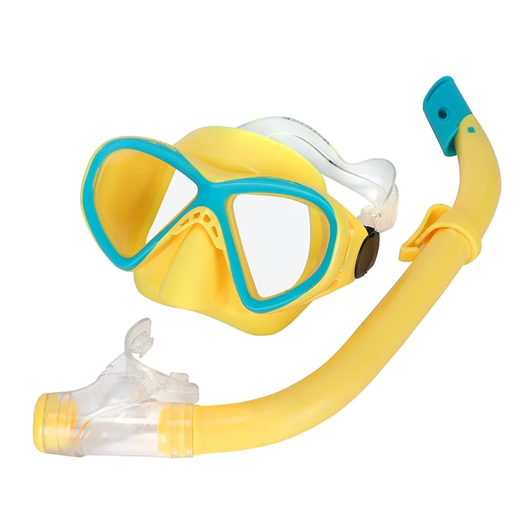 Supertrip Kids diving mask & snorkels set Anti-Leak Impact Resistant Panoramic Tempered Glass Top Diving Mask
