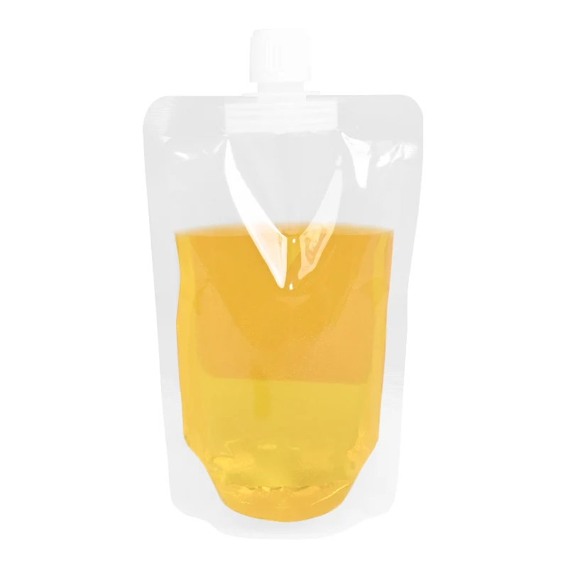 Wholesale custom spouted stand up food pouches packaging transparent spout pouch for liquid milk drink packaging