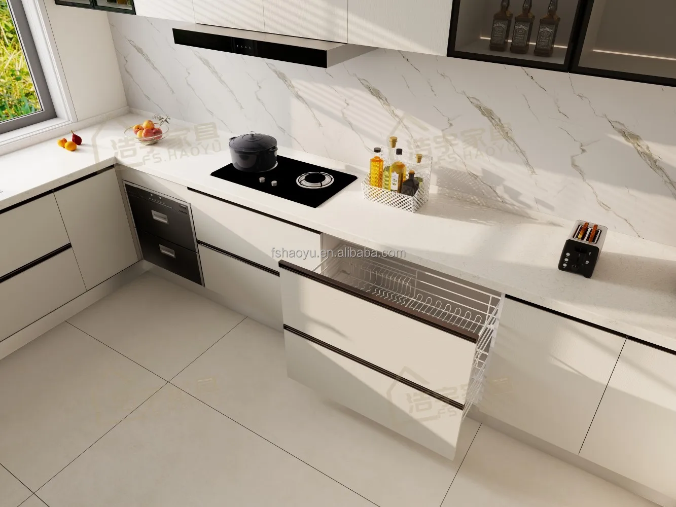 small wooden cupboard hinges kitchen cabinet Home Improvement Kitchen Cupboard White PET Lacquer High Glossy Kitchen Cabinet