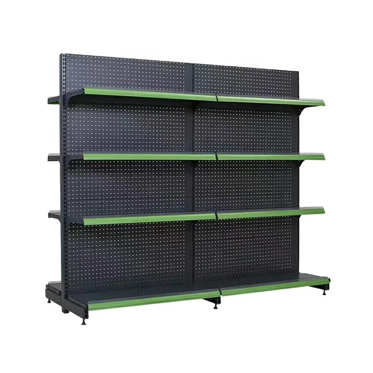 double sided supermarket cosmetics gondola shelving with led lights