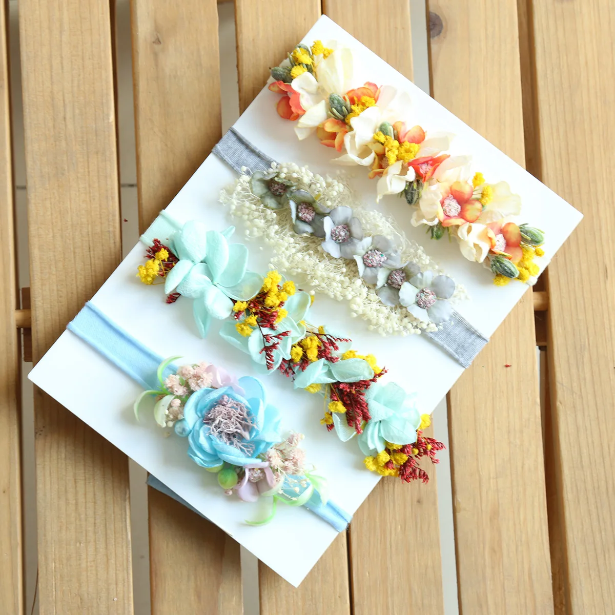 Newborn Girl Floral Headband Baby Photo Prop Cute Pearl Lace Tieback Jersey Hairband Photography Props