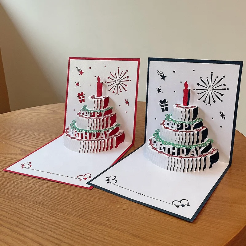 Wholesale Beautiful Blue Mom Kids 3D Paper Birthday Fold Music Greeting Card with Envolpe