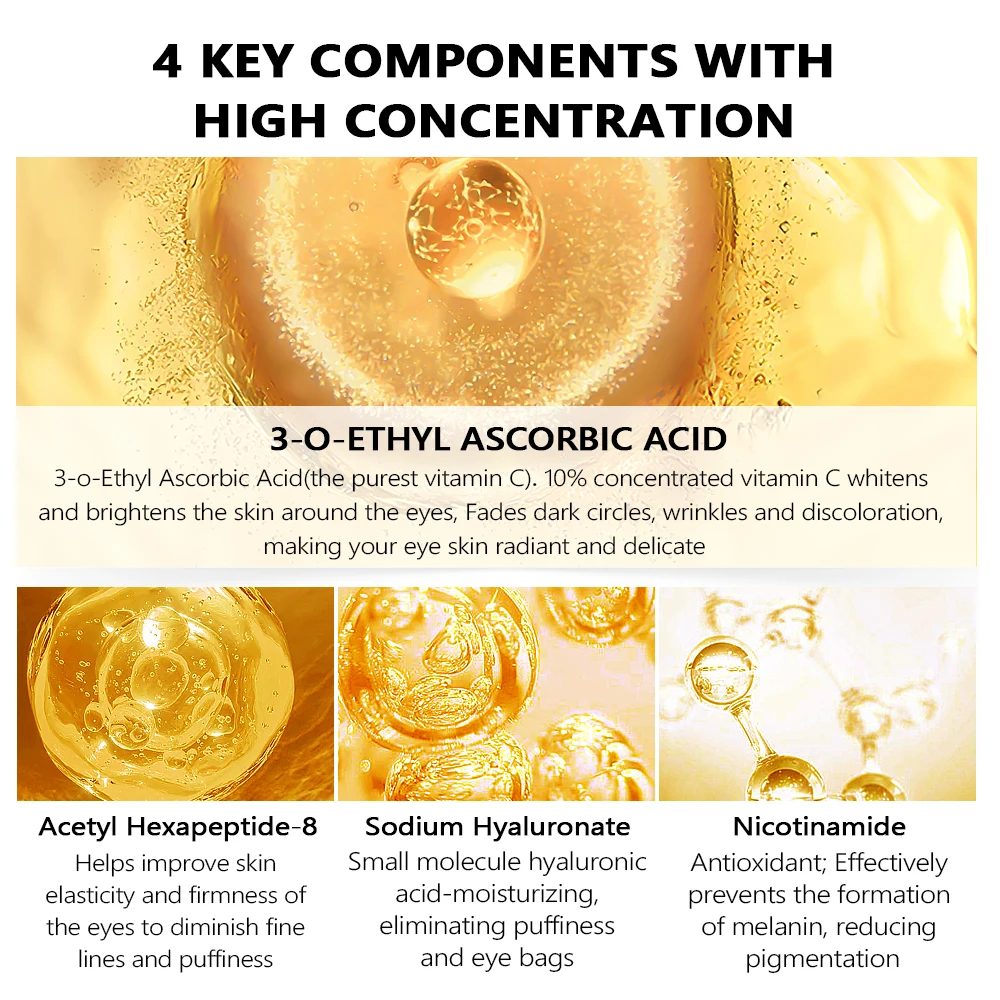 Private Label Eye Serum Vitamin C HA Nicotinamide Anti-aging Hydrating Whitening Skin Serum
