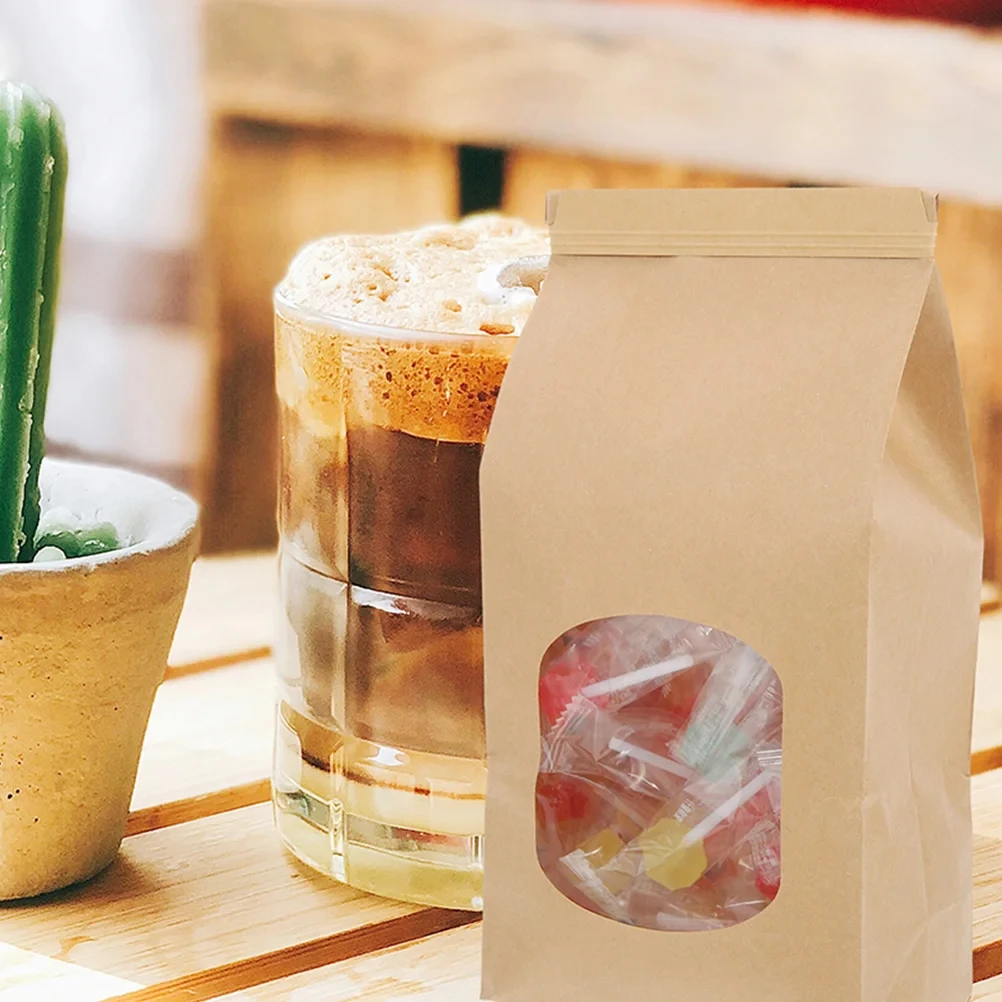 Eco Friendly Food Grade Popcorn Packaging Kraft Paper Bread Packaging Bag With