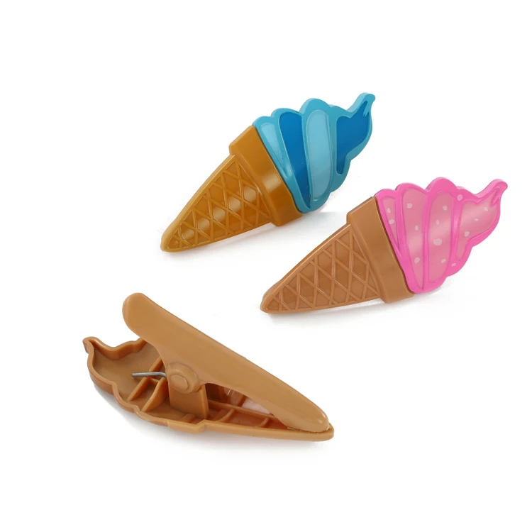 2 Pieces Ice Cream Shape  Windproof Plastic White Big Size Clothes Hanging Beach Towel Clips
