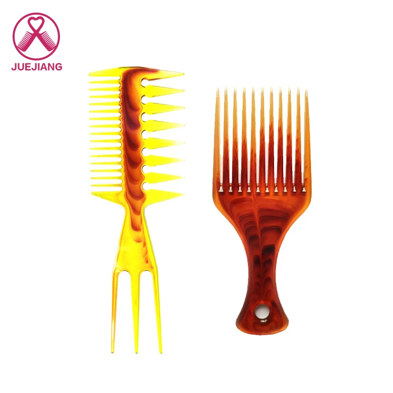 Professional Custom Logo Personalized Plastic Comb Wide Tooth Pick Hair Brush Afro Comb