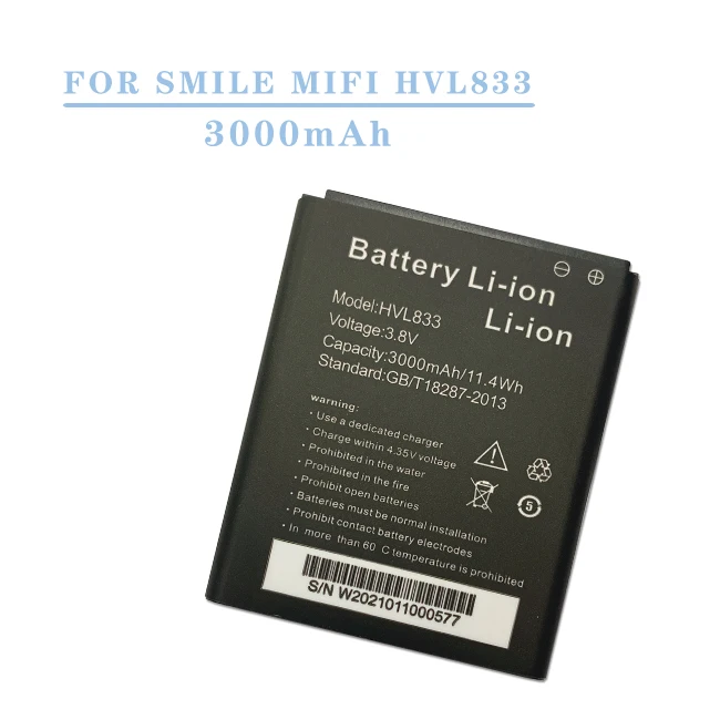 
High Capacity Rechargeable battery HVL833 for Smile MIFI MF8 battery 3000mAh 3.8V 