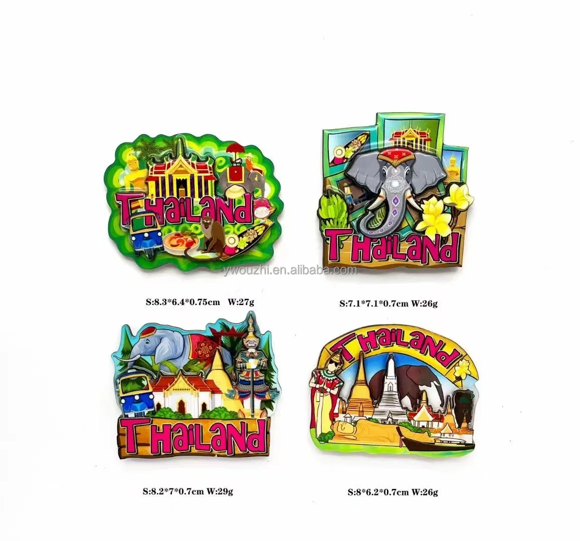 New Arrival Wooden Fridge Magnet  Thailand Tourism Souvenirs Gifts Customize Wood epoxy Magnet