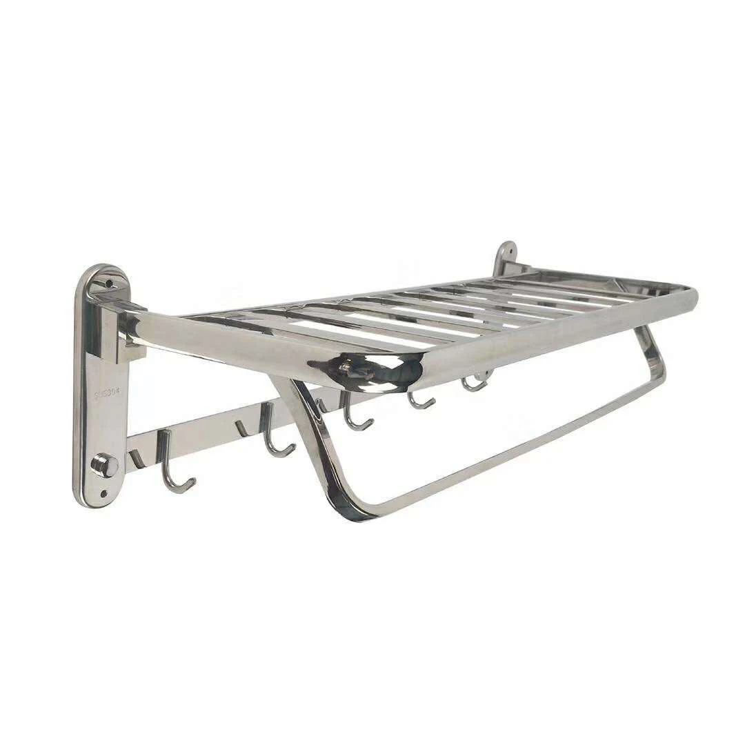 Stainless steel 304 square tube folding bathroom rack with rod made in China