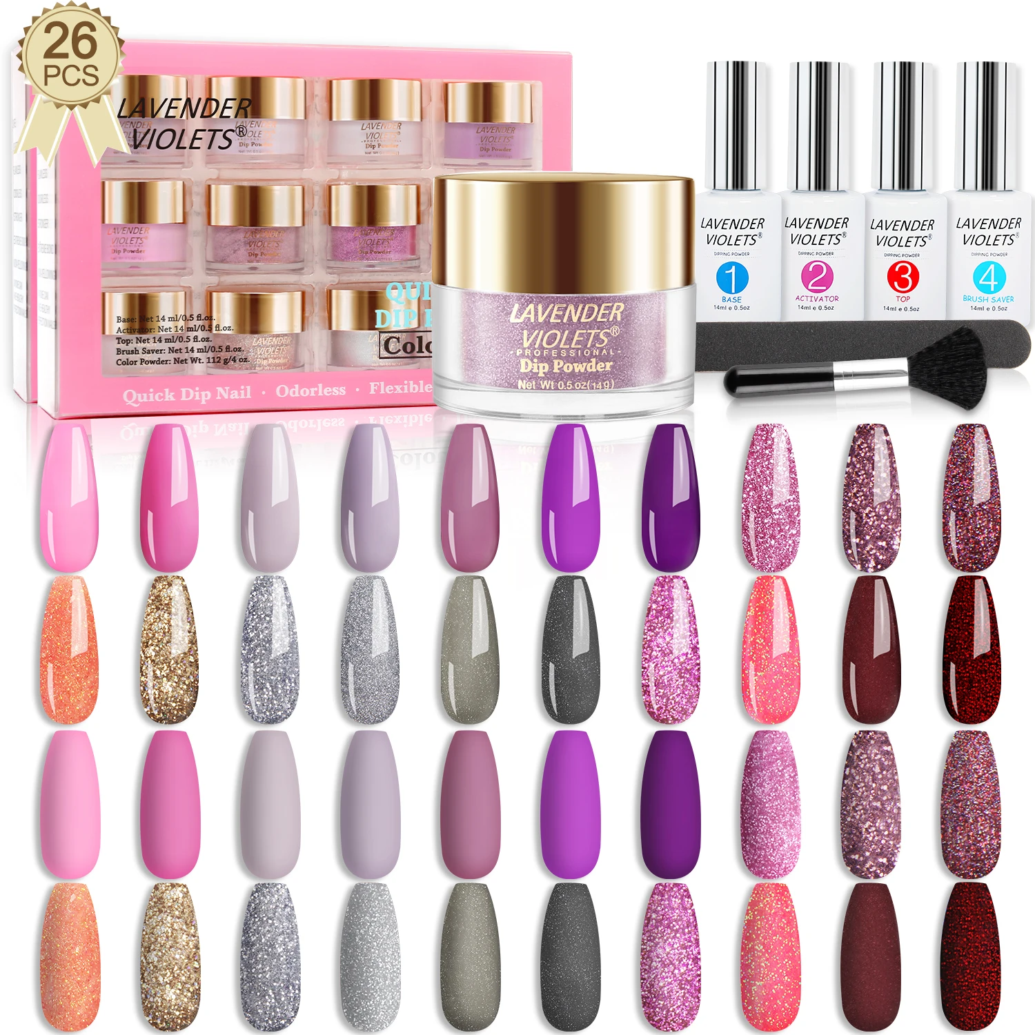 20 Colors Acrylic Dip Powder Nail Kit with Dip Liquid Set Wholesale Private Label Nail  Dipping Powder System