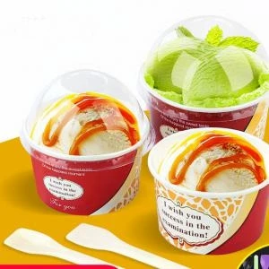 wholesale eco-friendly kraft paper salad soup bowl food packaging,cartoon ice cream paper cup smoothie fried yogurt small bowl/
