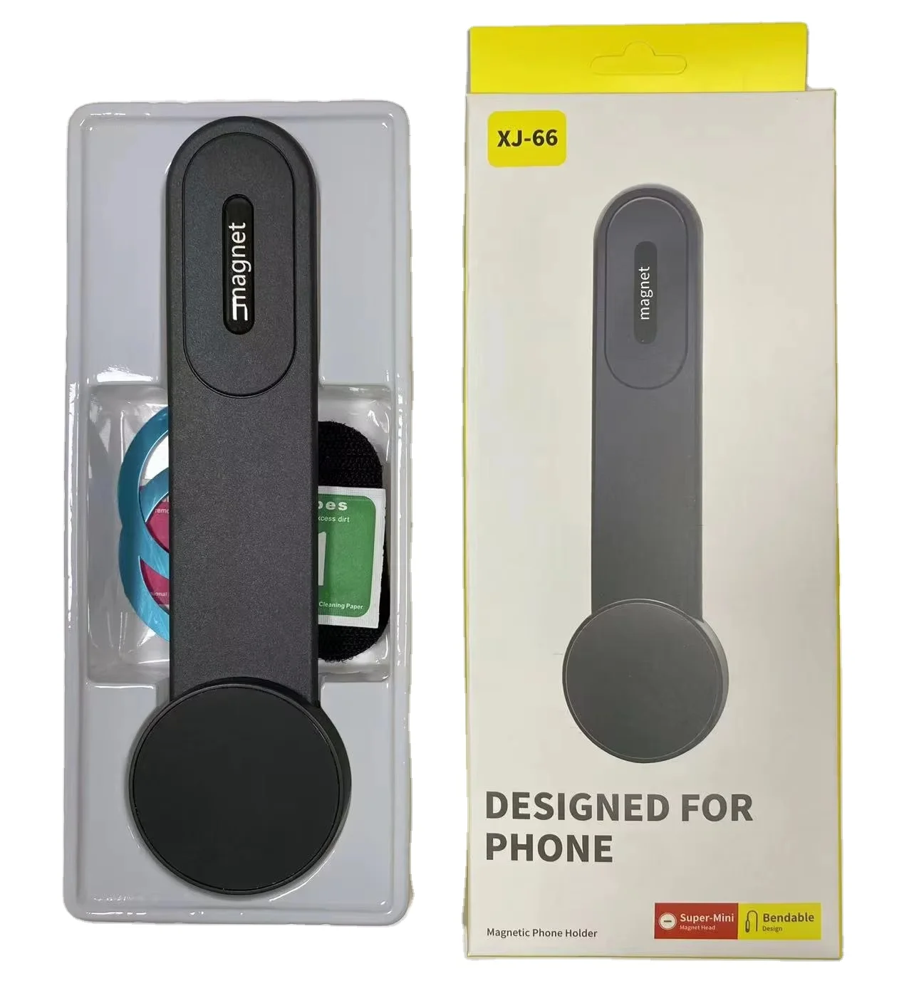 Strong magnet dashboard flexible bendable adhesive car plate holder magnetic car phone holder 360 rotation magnet phone holder