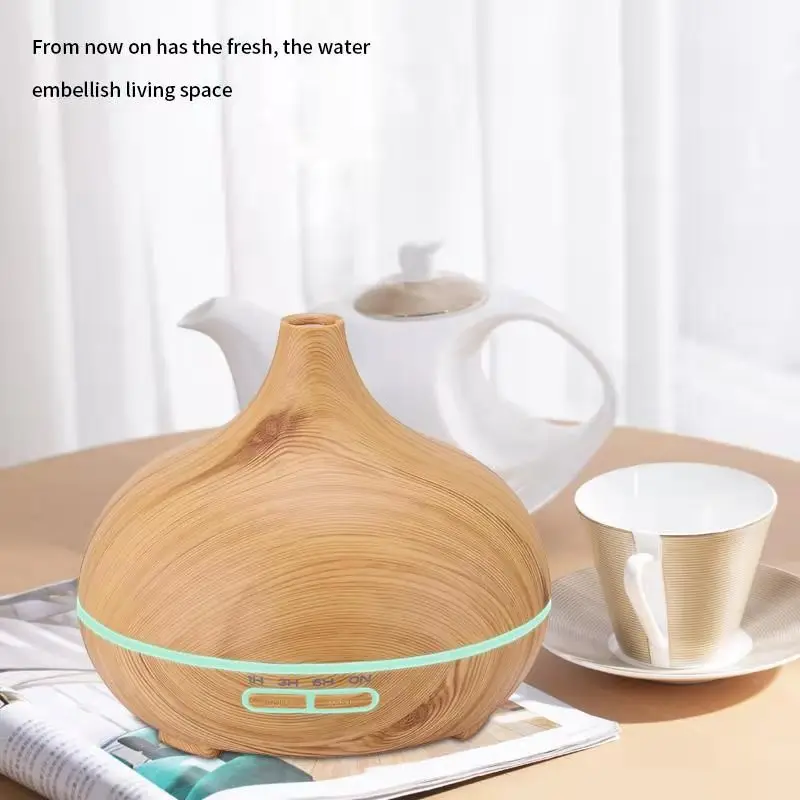 Home appliances 500ml large capacity remote wood grain aromatherapy machine seven color night light Air essential oil diffuser