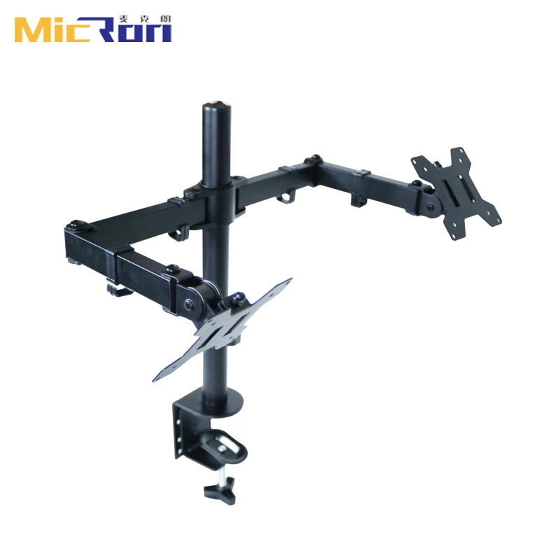 Dual Monitor Stand Mount Support TV 360 Degree Swivel Adjustable Double Bracket Monitor