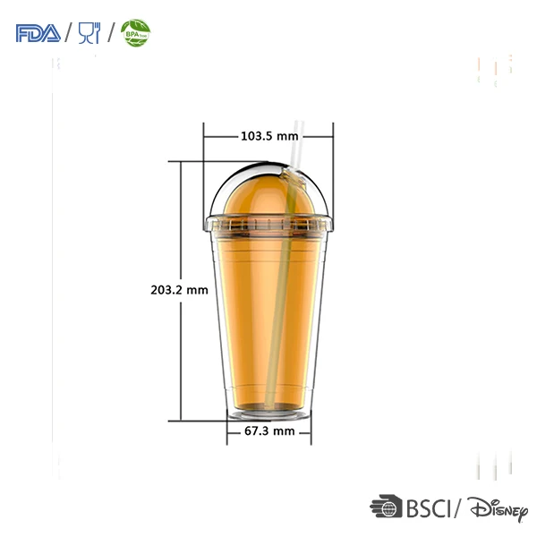 Custom Double Wall Plastic Tumbler with Removable Straw Classic Acrylic Tumbler with Lid and Straw 16oz Reusable Plastic Cup