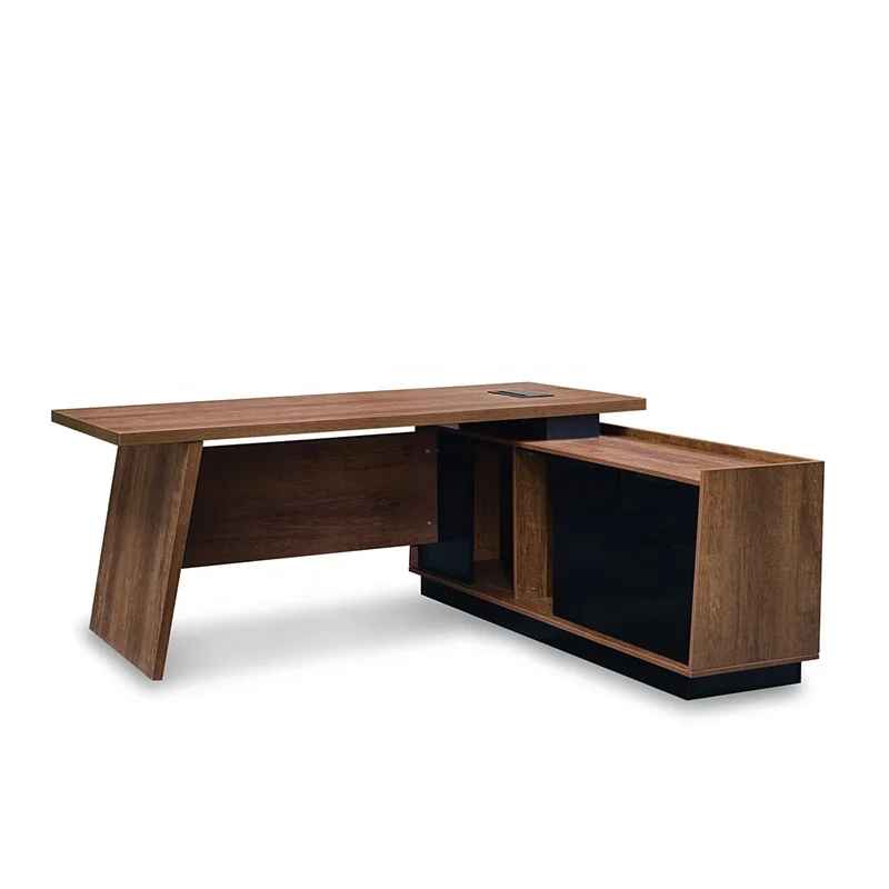 loft industrial trend modern L shape design oak office executive table