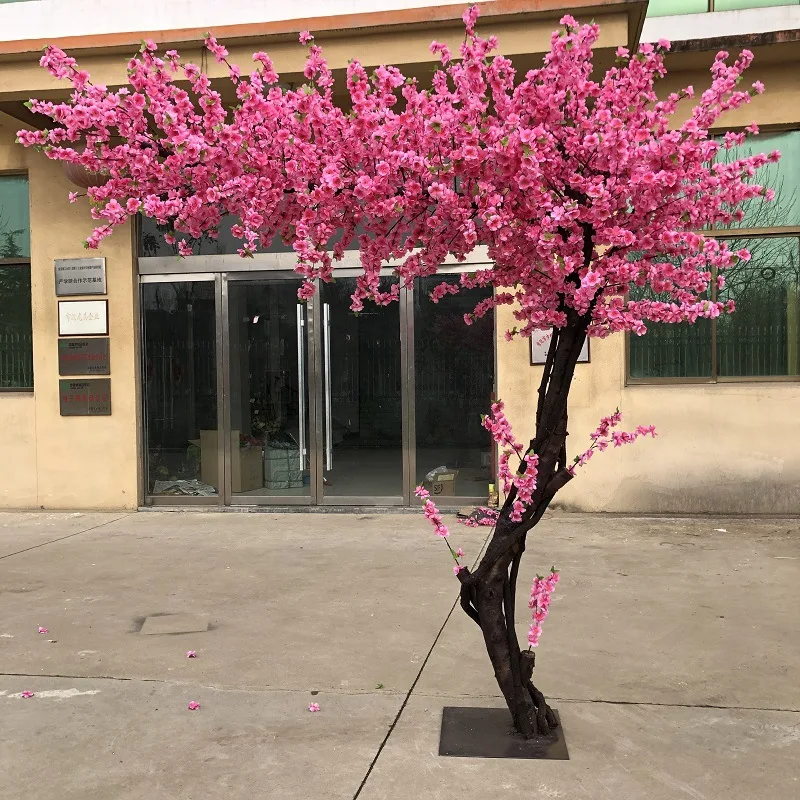 Искусственное Вишневое дерево на открытом воздухе украшение отеля заказ персиковое розовое искусственное вишневое