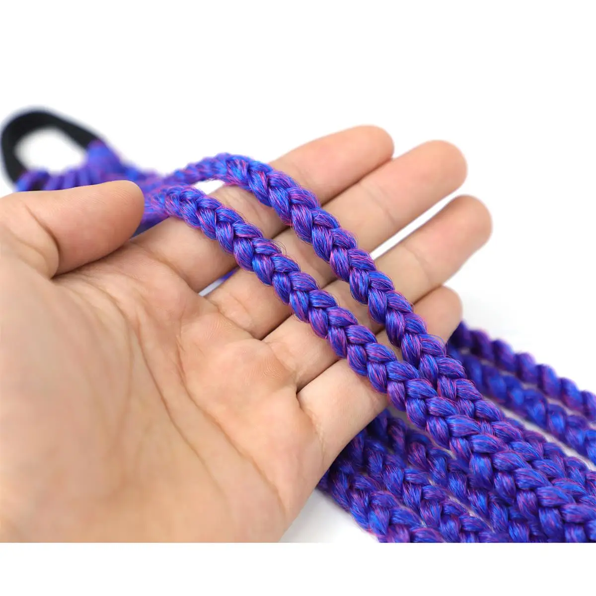 24 inch Rainbow Crochet braid Synthetic Ponytail Braids Hair Extension Ponytail Hairpiece With Rubber Band Hair Ring