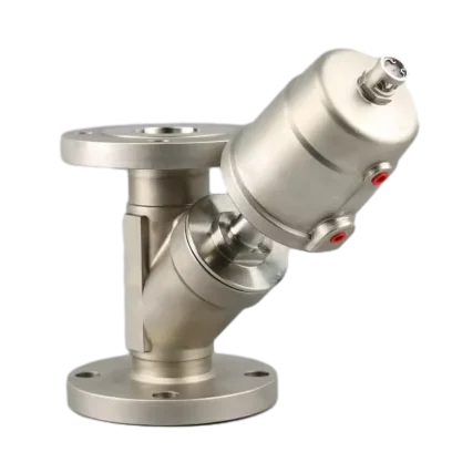 DN50 Stainless Steel SS304 SS316L Water Hammer Proof Flange Pneumatic Angle Seat Valve With Stainless steel actuator