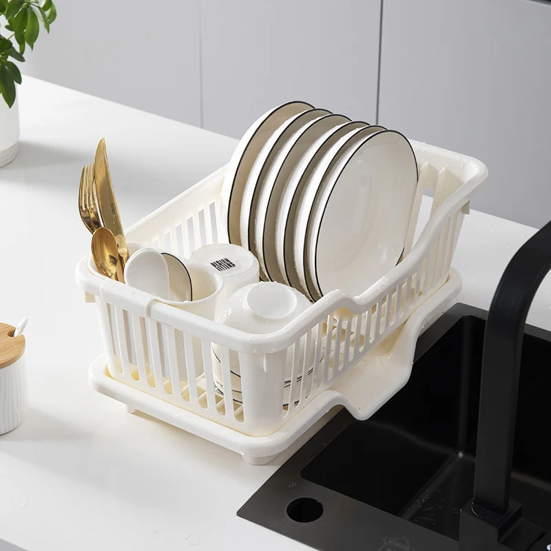 New storage holder dish drainer plastic kitchen rack with drip tray dish dryer rack kitchen dish holder plastic rack disc holder (1600262018164)