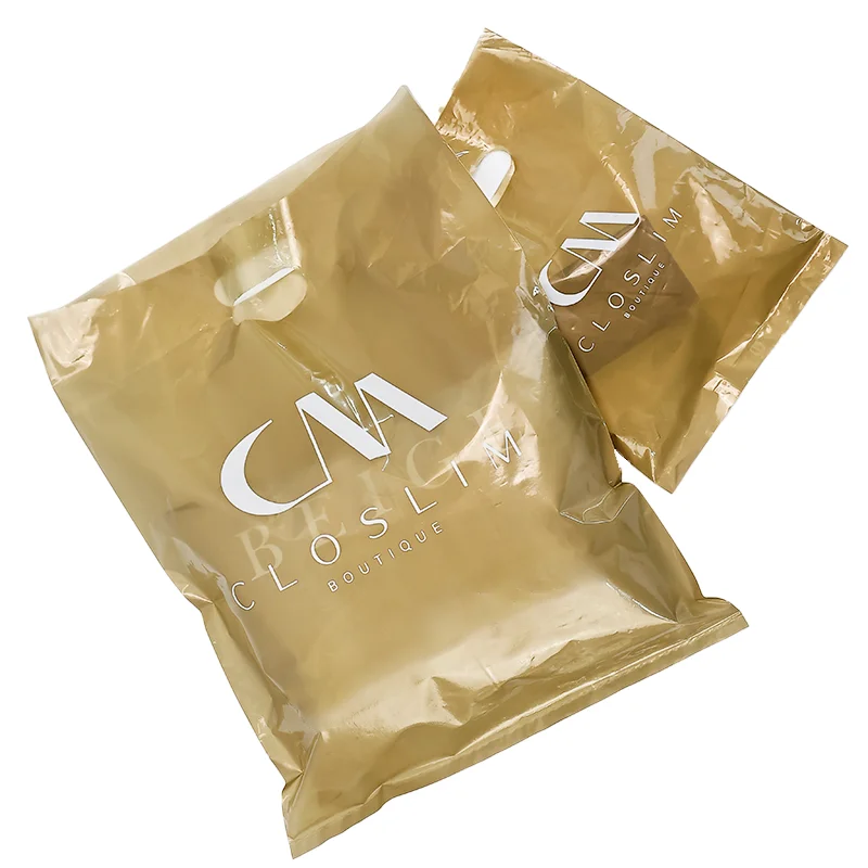 Custom Logos 100% Reusable Durable Thick Grocery Bag Packaging Merchandise Bags Carrier Shopping Plastic Bag with Die Cut Handle