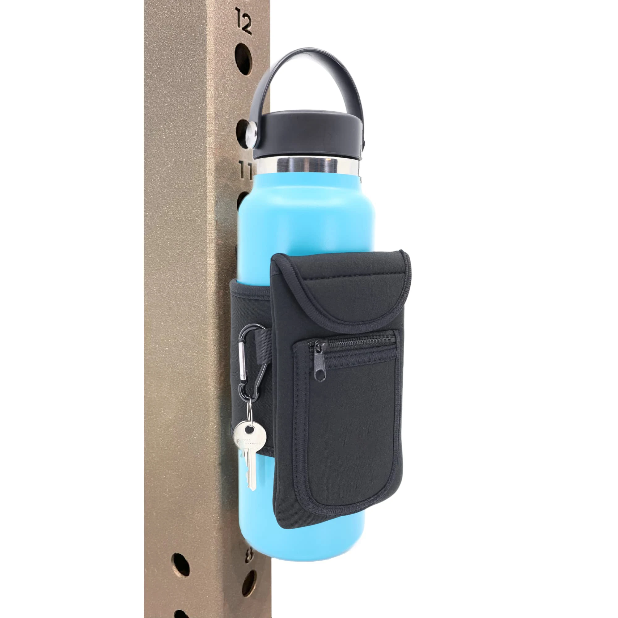 Custom  Magnet Cup Cover with Pocket Portable Gym Mate Non slip Wallet Neoprene Key Phone Bags magnetic water bottle sleeve