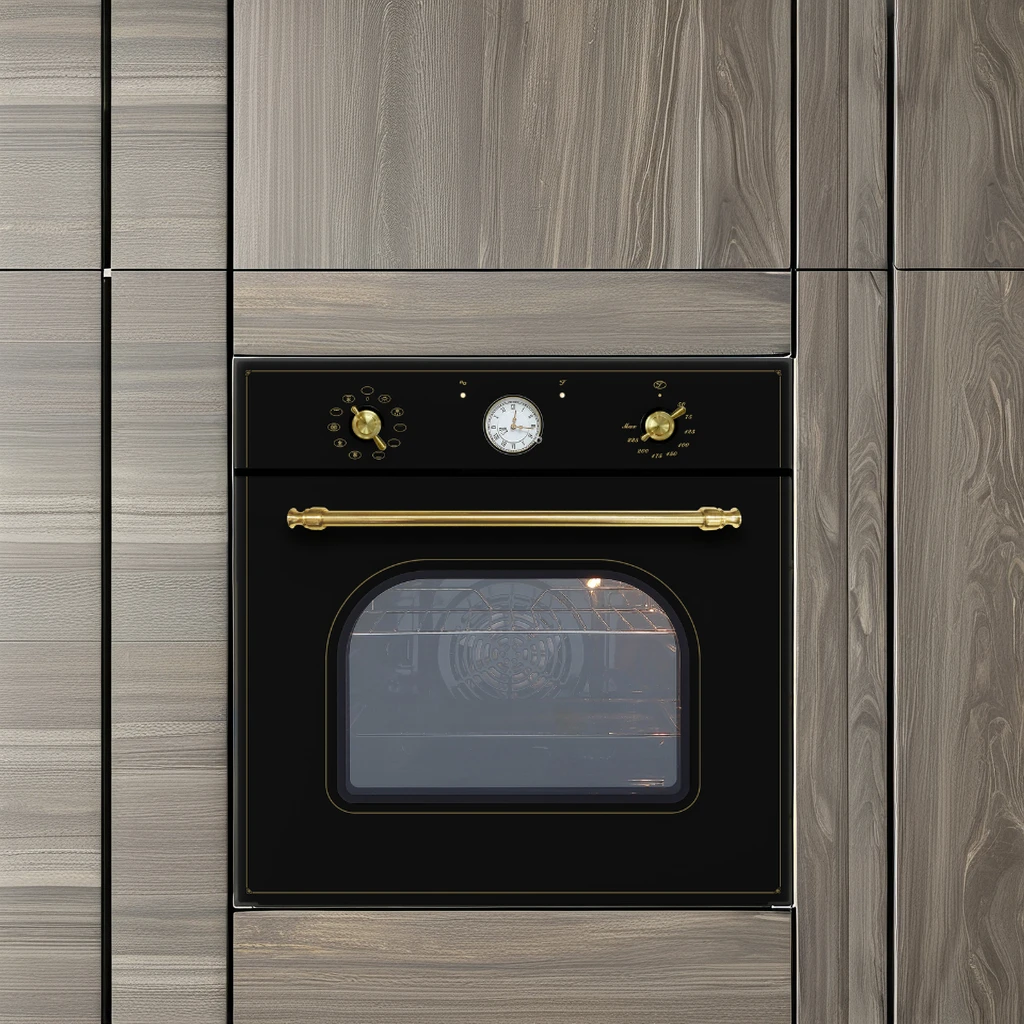 Retro Classic 60CM Electric Single Oven Toaster Baking Ovens Glass Household Convenient Built-in Griller Family 220V Aluminum EN