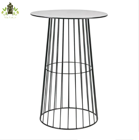 Event furniture white metal wire cocktail table rentals