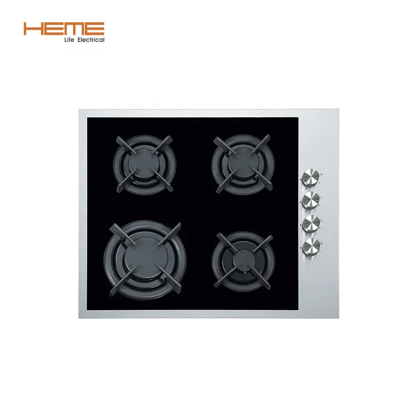 Customized Kitchen Appliance 4 Cooking Zone Gas Cooktop Tempered Glass Panel Built in Gas Stove With CE