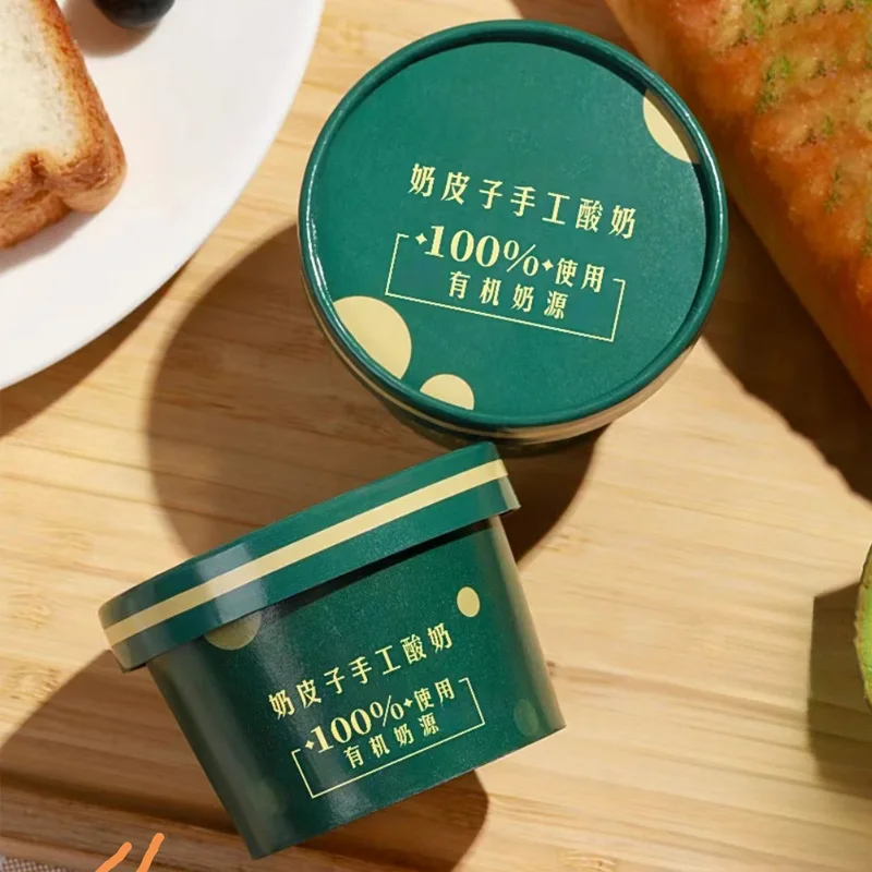 Customized 3oz 4oz 5oz 6oz 8oz 12oz  Ice Cream Cups Clear Disposable  Printed Custom Ice cream paper cups with spoon