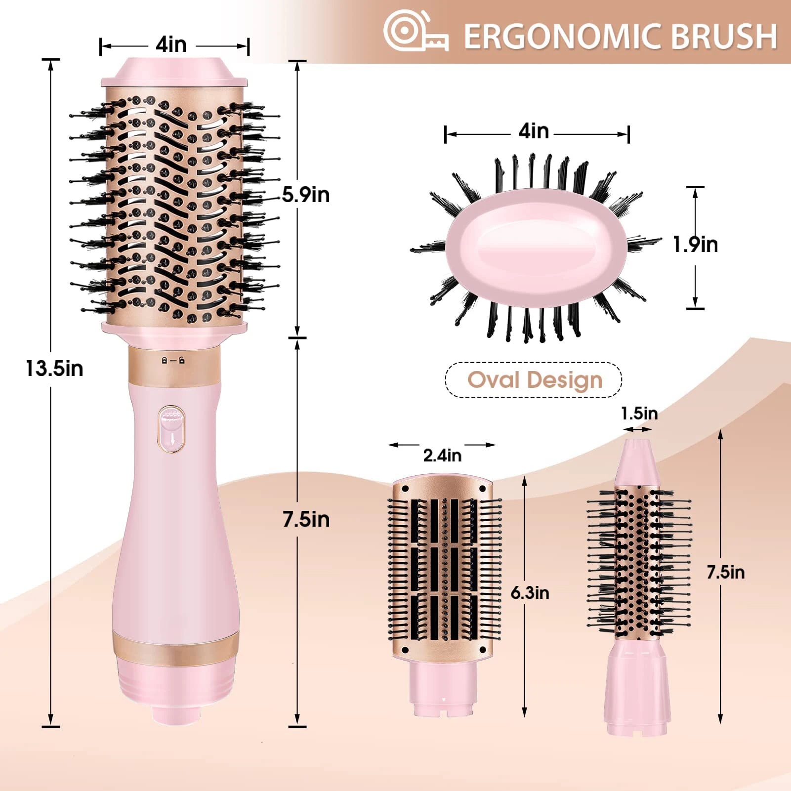 4 in 1 Brush Hair Dryer One Step Volumizer Hot Air Professional Electric 5 Multi-function