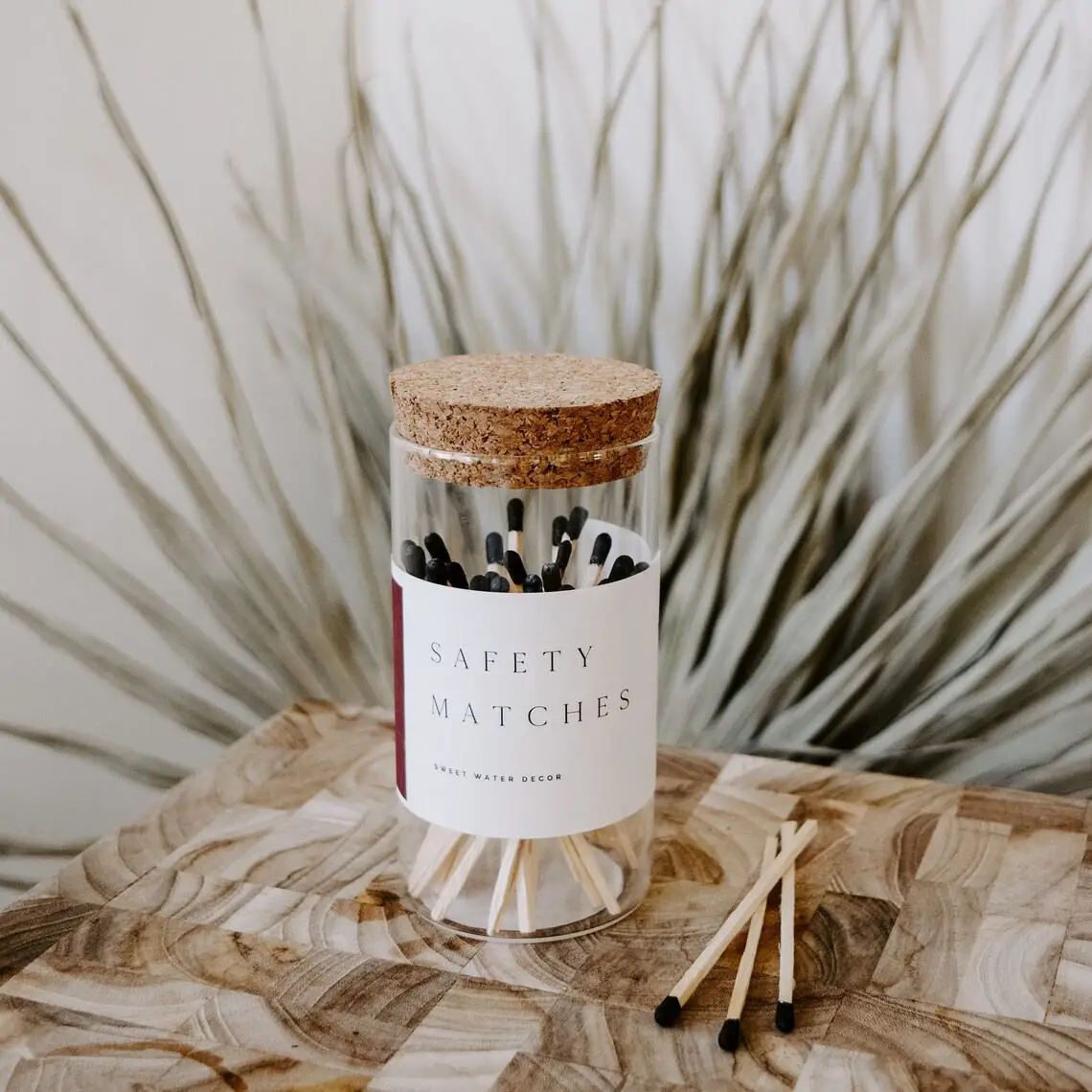 Safety Mini Glass Long Incense Candle Colored Matches Glass Jar with Striking Candle Matches in Glass Jar Match Box