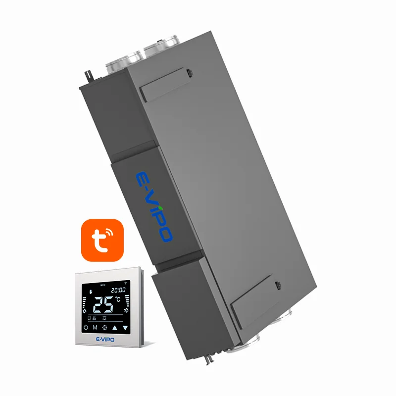 Fresh Air Ventilation System MVHR Mechanical Ventilation HVAC HRV Heat Recovery System with Bypass Freecooling Function