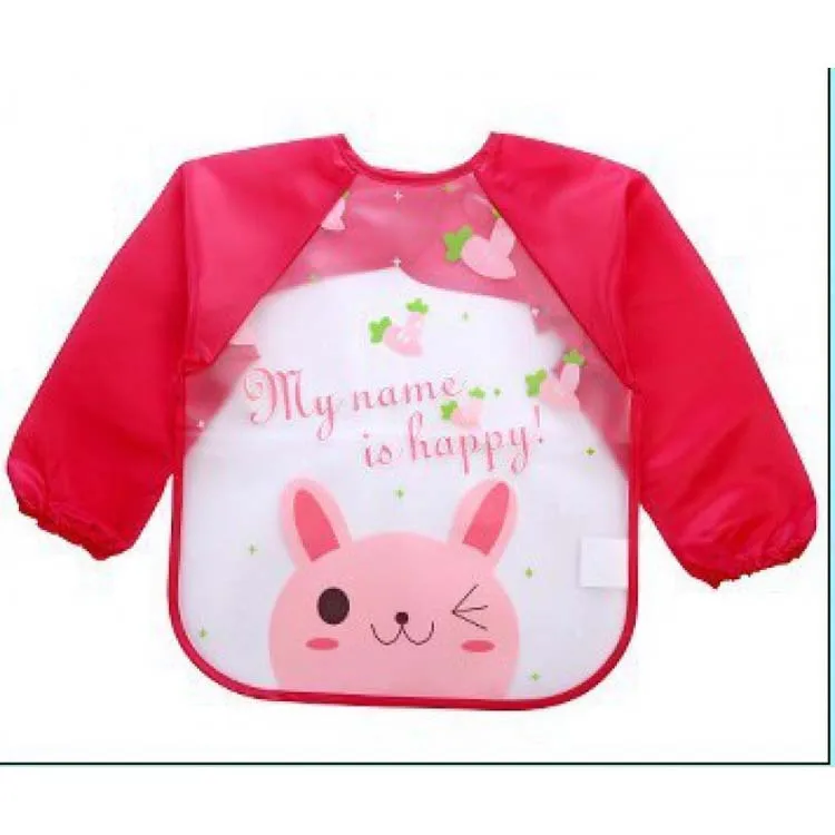 EVA waterproof colorful children bib cute cartoon animal baby bibs full sleeve children aprons long sleeve feeding bibs