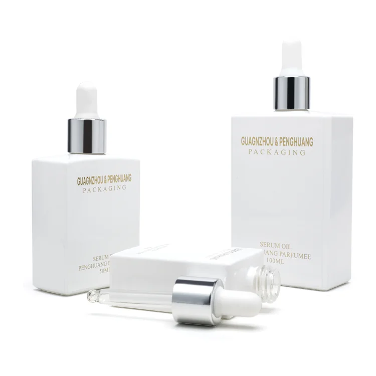 
Square matte glass dropper bottle serum 30ml 50ml 100ml rectangl white paint empty essential oil bottle perfume spray pump cap 