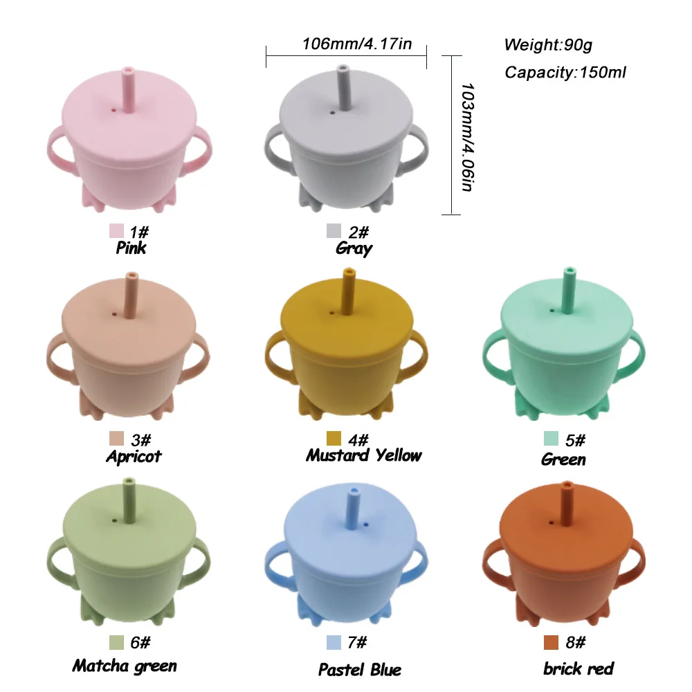 Kovict Wholesale Toddler Bottles Custom Baby Straw Cup BPA Free Silicone Food Grade Baby Cup Feeding Straw Cup