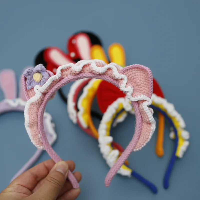 Custom cute cartoon ears girls yarn crochet headbands for girls