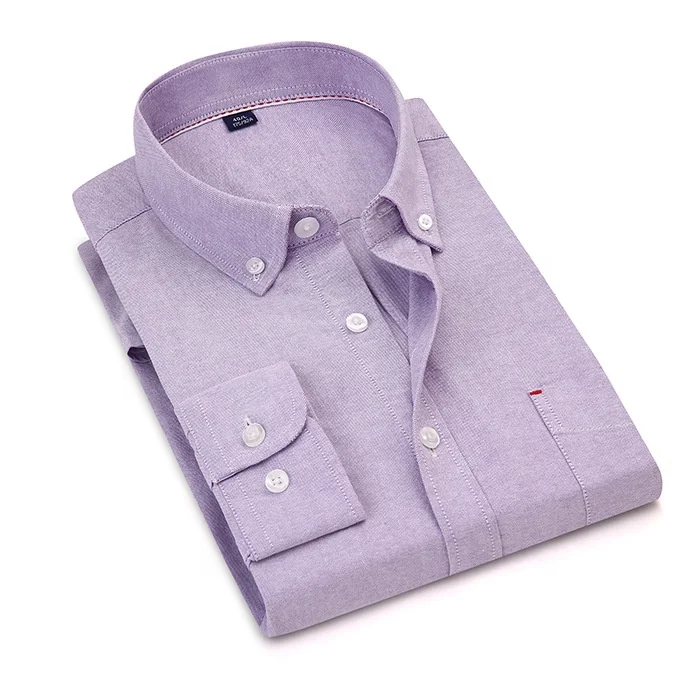 Fancy Oxford Official Long Sleeve 100%Cotton Pure Casual Shirts for Men