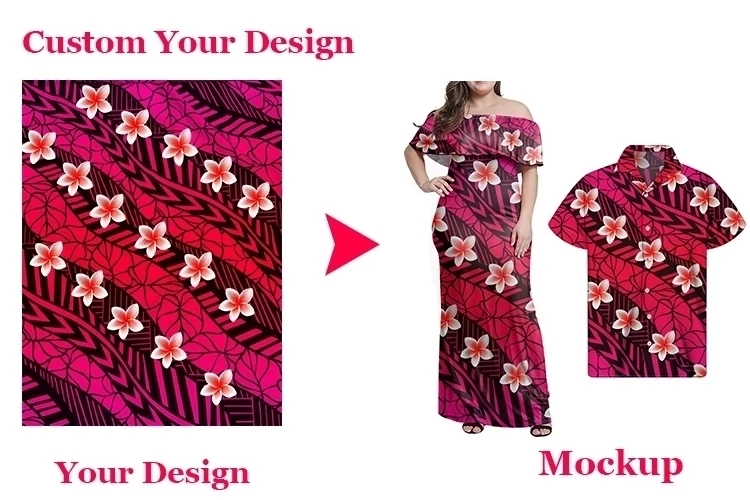 wholesale Samoan Tribal Plus Size Womens clothing elegant casual Long wedding maxi Dresses ladies sexy off shoulder ruffle Dress