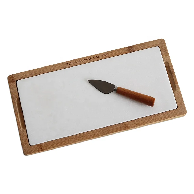 Creative Natural Rustic Handmade Marble Wooden bamboo Cutting Cheese Board and knife set