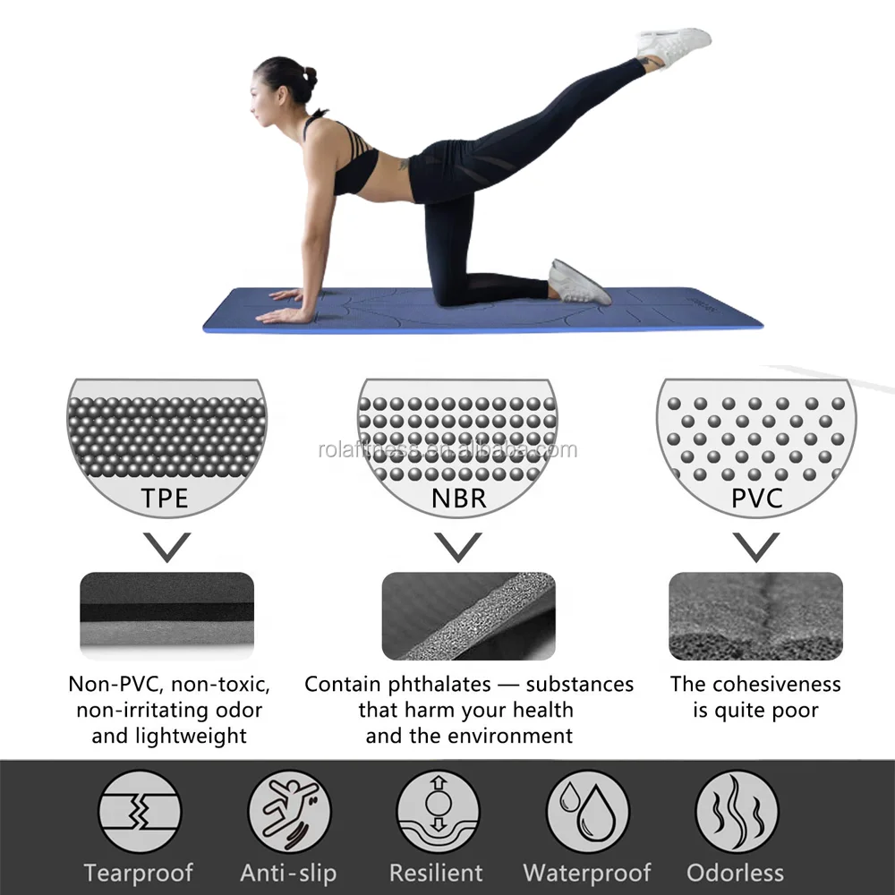 Anti Slip Custom Logo Eco Friendly Biodegradable Workout Fitness Exercise Yoga Mat Recyclable Sport TPE Yoga Mat